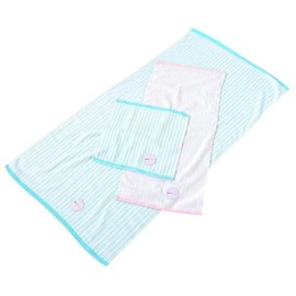 ［無撚糸ジャガード（ピンストライプ）］ フェイスタオル ブルー