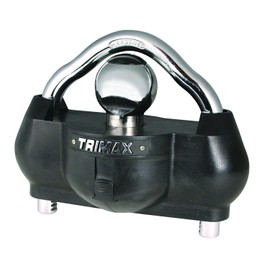 Trimax UMAX100 Universal Solid Hardened Steel Trailer Lock with Coupler and Machine Forged Black Receiver Lock