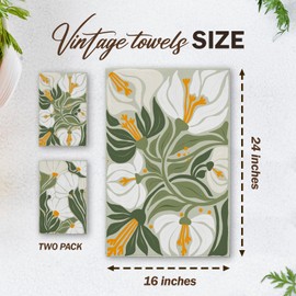CWIOQPYI Abstract Boho Floral Kitchen Towels, Sage Green House Hand Towel Set of 2, Vintage Gifts for Home Bathroom Holiday Decor - A01