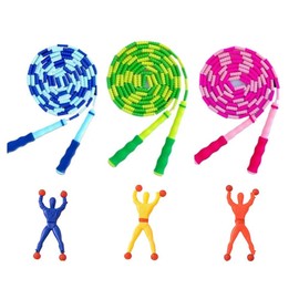 Jump Rope for Kids, Soft Beaded Skipping Rope, Adjustable Length Tangle-Free Segmented Jumping Rope for Kids Students (Blue+Red+Green)