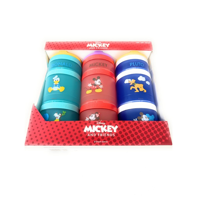 Whiskware Portable Stackable Snack Containers for Kids, Mickey and Friends