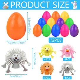 12 Stück Gefüllte Ostereier mit 12 Fingerpuppen, Ostereier zum Befüllen, Ostereier Gefüllt mit Spielzeug, Kinder Ostern Geschenk Ostereier Plastik für Ostern Partyzubehör, Osterkörbe, Ostereiersuche
