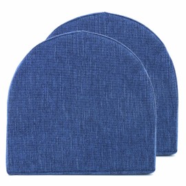 Sweet Home Collection Chair Cushions 100% High Density Memory Foam Pads U Shaped 17" x 16"Non-Slip Skid Rubber Back Seat Cover, 2 Count (Pack of 1), Navy Blue