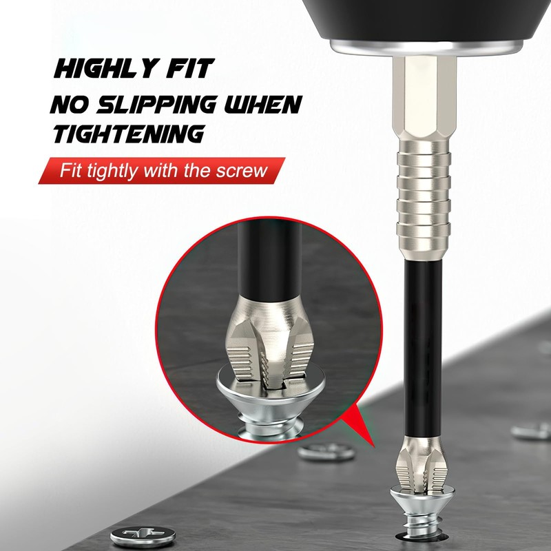 High Magnetic Screwdriver Drill Bit Set, 6PCS Anti-Slip Magnetic Drill