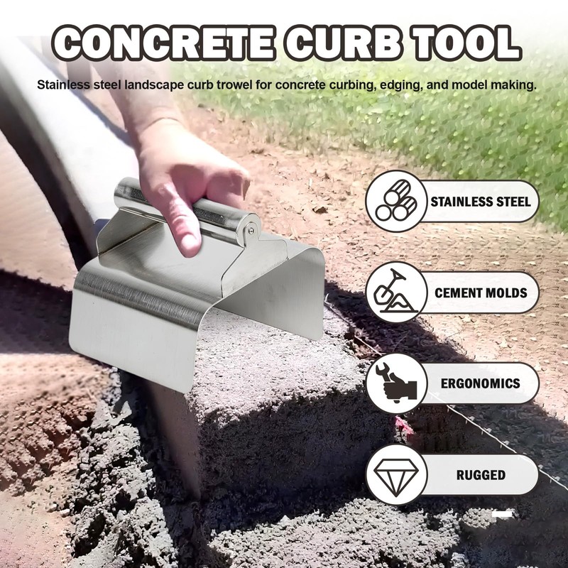 Concrete Curb Trowel Edger, Concrete Curbing Trowel, Concrete Curb Hand
