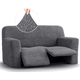 PAULATO BY GA.I.CO. Recliner Loveseat Cover - 2 Seater Recliner Slipcover - Soft Polyester Couch Slipcovers - 1-Piece Form Fit Stretch Furniture Protector - Microfibra - Dark Grey (Recliner Cover)