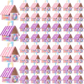 Motipuns 48 Pcs Unicorn Party Favor Treat Boxes 4.7 x 4 x 5.3 Inch Adopt a Unicorn Box Cardboard Rainbow Gift Boxes Dollhouse Candy Goodies Boxes for Birthday Party Decoration