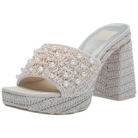 Dolce Vita Women's ABENI Heeled Sandal, VANILLA PEARLS, 8.5
