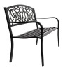 Unbranded US 50" Outdoor "Welcome" Pattern Backrest Cast Iron&PVC Bench