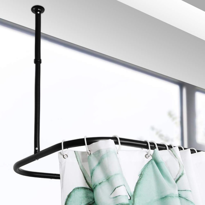 PrettyHome Shower Curtain Rod Hoop Square Shape Bathroom Heavy Duty