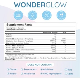 Wondercow Hair Skin and Nails Vitamins w/Bovine Colostrum, Collagen, Hyaluronic Acid, Biotin, Zinc, & Lactoferrin┃Supports Faster Hair Growth, Stronger Nails and Glowing Skin (30 Servings, Capsule)