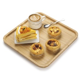 YANGQIHOME Bamboo Plates, Square Wood Serving Platter, Wooden Serving Tray, Charcuterie Serving Board, Cheese Board (11.8 inch)