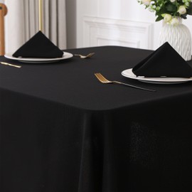 Viiamacki Square Waffle Texture Tablecloth, Soft Elastic Wrinkle Resistant Table Cloth, Stain-Proof Fabric Table Cover for Card Table Dining Room Decoration Party Holiday 55x55 Inch Black