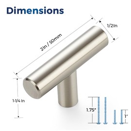 JOY DECOR 30 Pack Cabinet Knobs, Brushed Nickel Cabinet Handles, 2in Kitchen Cabient Knobs, Single Hole Drawer Knobs for Dresser Drawers