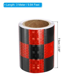 PATIKIL Reflective Tape, 1 Roll 3 Inch x 10 Ft Waterproof Self Adhesive High Visibility Caution Warning Safety Tape Reflector for Trucks Trailers Cars, Square Red Black