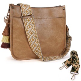 HKCLUF 4045 Women's Fashionable Crossbody Bags For Women Designer Leather Hobo Handbags Women Shoulder Bucket Bags With 2count Adjustable Guitar Strap Perfect:_Tassel-Earthy yellow 