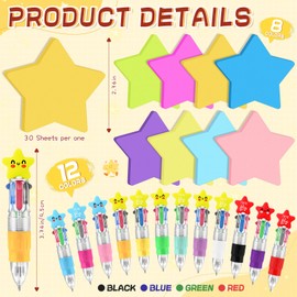 Sayglossy 24 Sets Back to School Star Pens Gifts Bulk You're a Star Multicolor Ballpoint Pen 4-in-1 Design with Sticky Notes for School Classroom Student Gifts Party Supplies Office Coworker