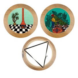 3 Sets Embroidery Display Frame with Bamboo Hoops, 8 Inch Round Wall Mounted Embroidery Hoop Frame for Finished Cross Stitch, Needlework, DIY Art Craft Sewing Decoration