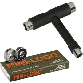 Mini-Logo Skateboard Bearings (8mm) With Skateboarding T-Tool Black