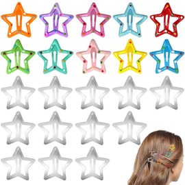 22 pcs Hair Accessories, findTop Star Hair Clips, Hair Barrettes, Silver Hair Accessories, y2k Accessories Hair Barrettes, 11 Colors Star Hair Clips, For Hair Dressing, Doll Hair Dressing (12 silver and 10 colored)