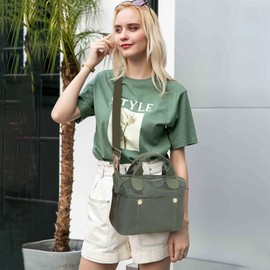 PORRASSO Women Crossbody Bag Fashion Shoulder Bag Multifunctional Handbag Ladies Satchel Nylon Messenger Bag for Travel School Work Daily Use Green