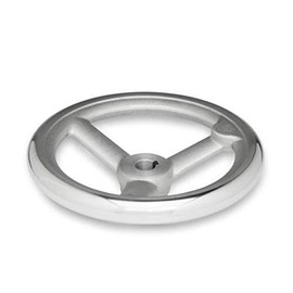 DIN aluminium hand wheel, 160 mm diameter, 15 mm bore with groove.