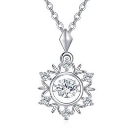 VONALA 925 Sterling Silver Snowflake Necklace for Women Spinner Snowflake Jewelry Gifts Mothers Day Necklace for Women