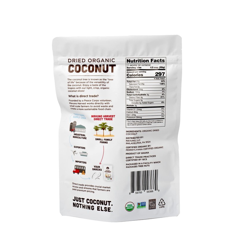 Mavuno Harvest Coconut Chips Dried Fruit Snack | Unsweetened Organic