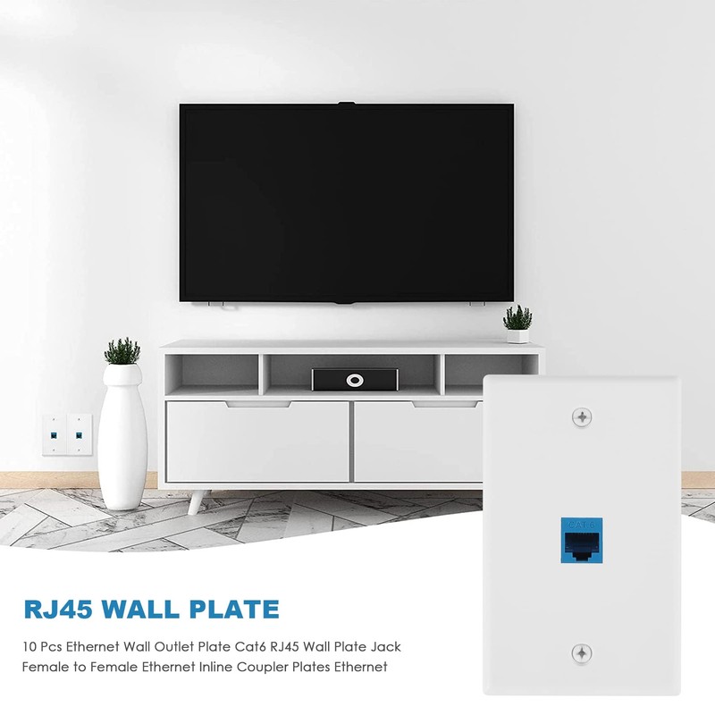 YUPVM 10 Pieces Ethernet Wall Outlet Plate Cat6 RJ45 Wall