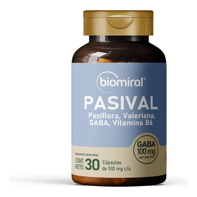 Pasiflora Valeriana Gaba B6 Pasival Biomiral 30 Cáps Pack X2