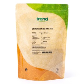 Trend Organic Psyllium Husk Whole | Soluble Fibre Rich Superfood Ideal for Baking and Cooking | Certified Organic, Vegan, Non-GMO, No Additives or Preservatives |Raw | Resealable Bag, 500g