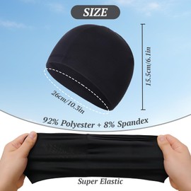 RUIOMII 3 Packs Black Skull Cap, Quick Drying Breathable Sweat Absorbing Wave Cap, Summer Sports Hat Running Hat for Women Men for Cycling Running