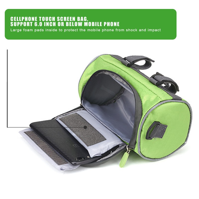 Bike Handlebar Bag Bike Bucket Bag with Touch Screen Waterproof