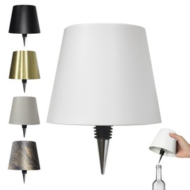 Wireless Bottle Lamp-Wine Bottle Lights with Touch Dimming, 3 Color Temperatures Table Lamps, Rechargeable LED Lamp Shade for Home, Bar, Restaurants and Outdoor Use(White)