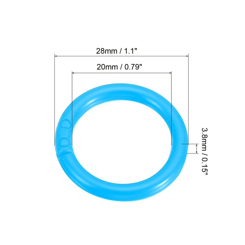 PATIKIL 25pcs 28mm Outside Diameter 20mm Loose Leaf Rings Binder