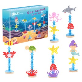 Coola Sea Animal Craft Kit Set for Preschool Kids - Educational Marine Life Kit with Felt & Wood for Ages 3-8, Fun & Easy DIY Activity for Boys & Girls, Pack of 6