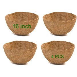 Frillybutts Coco Liners for Planters 16 Inch,4PCS Round Shape Coco Liner Coir Fiber Replacement Liner for Wall Basket Planters