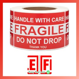 Pokanic Fragile 4 x 6 inch - 500 Stickers 1 Roll Handle with Care - Thank You Warning Red Permanent Adhesive Labels for Shipping Moving Packing (1 Roll, 4 x 6 inch)