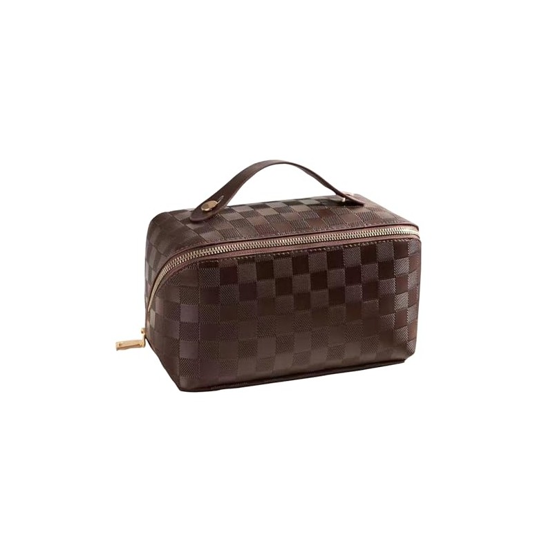 Jarsense Large Capacity Travel Cosmetic Bag, PU Leather Waterproof Layered