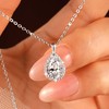 EONFUN 2.5CT Pear Moissanite Pendant Necklace for Women (Silver)