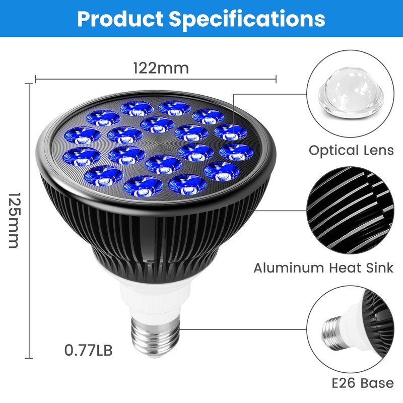 Aumtrly Blue Light Therapy Bulb, 18 LEDs Blue Light Therapy