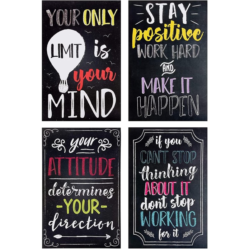 Juvale 20-Pack 13x19 in Motivational Classroom Posters - Chalkboard-Style Wall