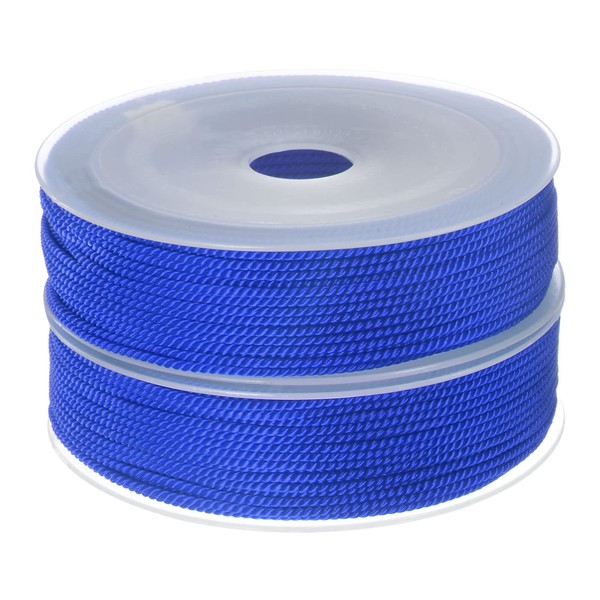 uxcell Twisted Nylon Twine Beading Cord 1.5mm 20M Super Strong Braided Nylon String for Craft Bracelet Jewelry Making Medium Blue 2pcs