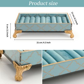 SQIKUQK Vintage Velvet Slots Ring Holder for Jewelry Organizer, Ring Display Stand for Selling, Felt Ring Jewelry Earring Necklace Bracelet Tray Showcase (Pink with Pressed Pattern)