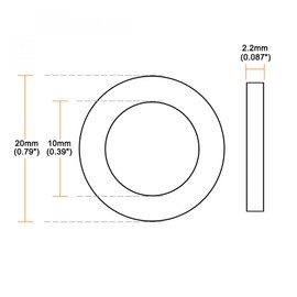 sourcing map Rubber Flat Washers 20mm OD 10mm ID 2.2mm Thickness for Faucet Pipe Water Hose, Pack of 30