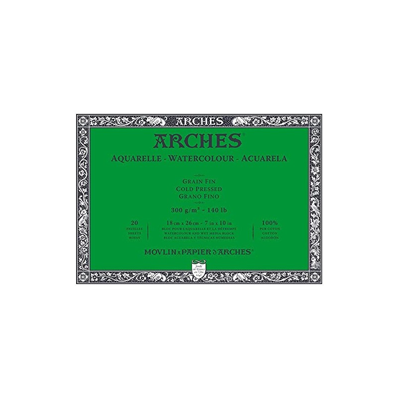 Arches 7" x 10" 20 Sheets 300gsm Cold Pressed Watercolour