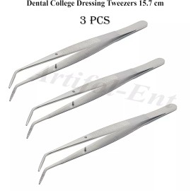 Artifol-Ent Dental College Tweezer Dressing Forceps Cotton Plier Serrated 15.7 cm 6" 3 Pcs