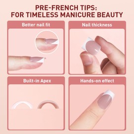 Beautilux French Press on Nails 120 Pieces, 4 Different Models Nails for Sticking, 15 Sizes, Soak Off Nails for Home Manicure (FJP120-06)