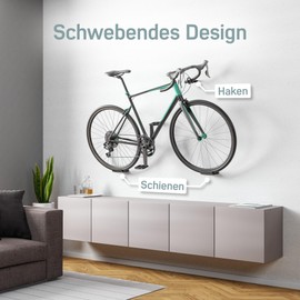Borgen Bicycle Wall Mount - Road Bike Holder - Frame and Bicycle Gentle up to 18 kg, Minimalist - Road Bike Wall Mount Horizontal