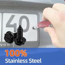 8 Sets Stainless Steel Licence Plate Screws Kit, Stainless Steel Self Tapping Mounting Bolts, for Securing License Plates Frames or Covers on Cars, Trucks, SUVs (Black)
